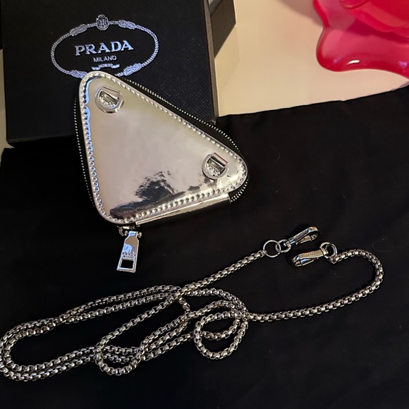 Prada Metallic Leather Mini Bag In Silver - Picture 12 of 12